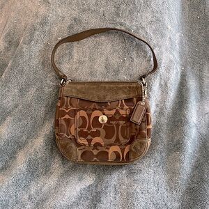 Monogram Coach small bag w/ army green suede